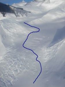 ski line down the Zapol glacier