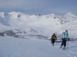 Ski touring above Dale, North Norway